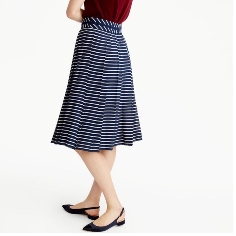 J.Crew Stripe double Pleated Midi Skirt - Picture 2 of 11